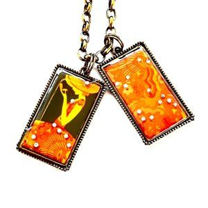 Vintage Chain Necklace with Red/Pink Pendant